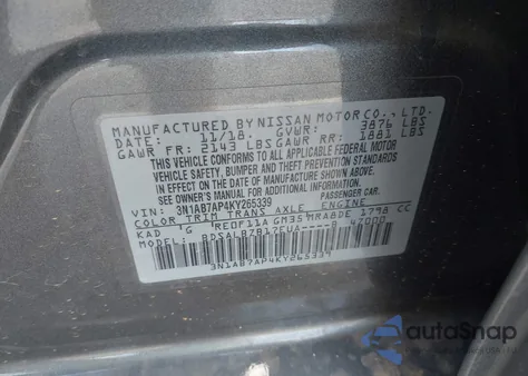 2019 Nissan Sentra S z USA, uszkodzony, nr VIN 3N1AB7AP4KY265339